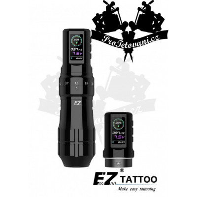 Bezdrátový dobíjecí rotační tetovací strojek EZ P3 Pro Gloss Black Wireless Bluetooth
