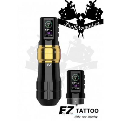 Bezdrátový dobíjecí rotační tetovací strojek EZ P3 Pro Gloss Golden Wireless Bluetooth