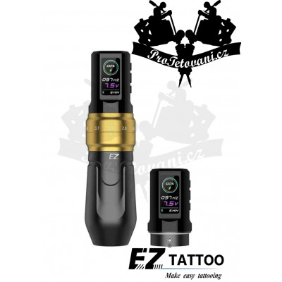 Bezdrátový dobíjecí rotační tetovací strojek EZ P3 Pro Matte Gold Wireless Bluetooth