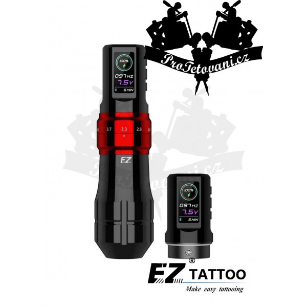 Wireless rechargeable rotary tattoo machine EZ P3 Pro Gloss RED Wireless Bluetooth