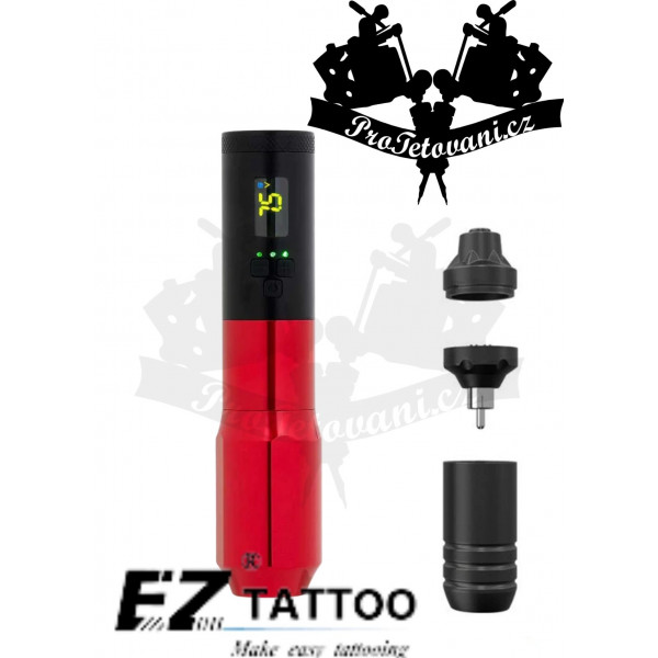 Wireless rotary tattoo machine EZ Portex Gen 2S rechargeable RED