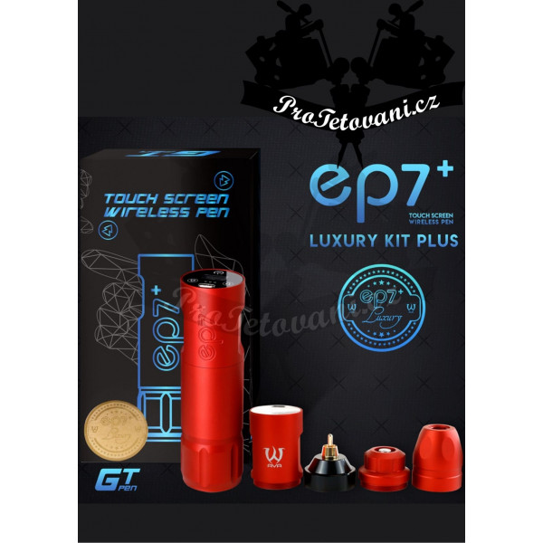 Bezdrátový rotační tetovací strojek AVA PREMIUM GT PEN EP7+ LUXURY Kit Red