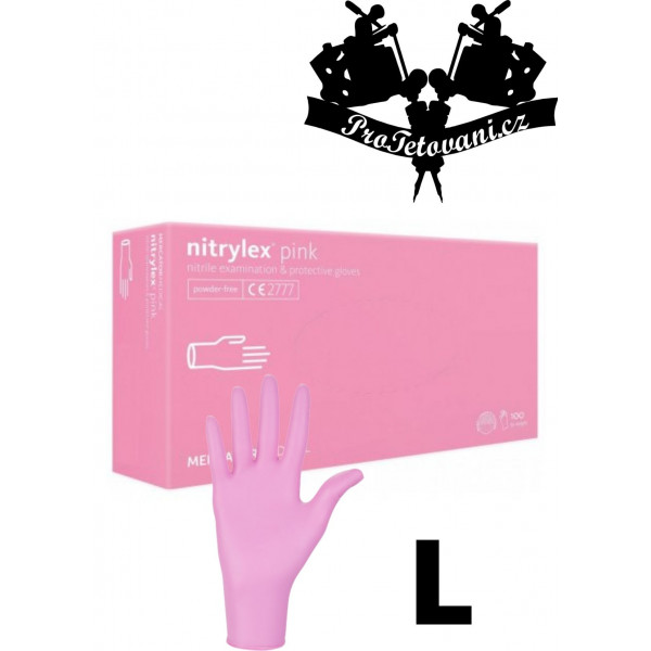 Nitrile gloves NITRYLEX PF PINK L