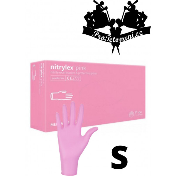 Nitrile gloves NITRYLEX PF PINK S