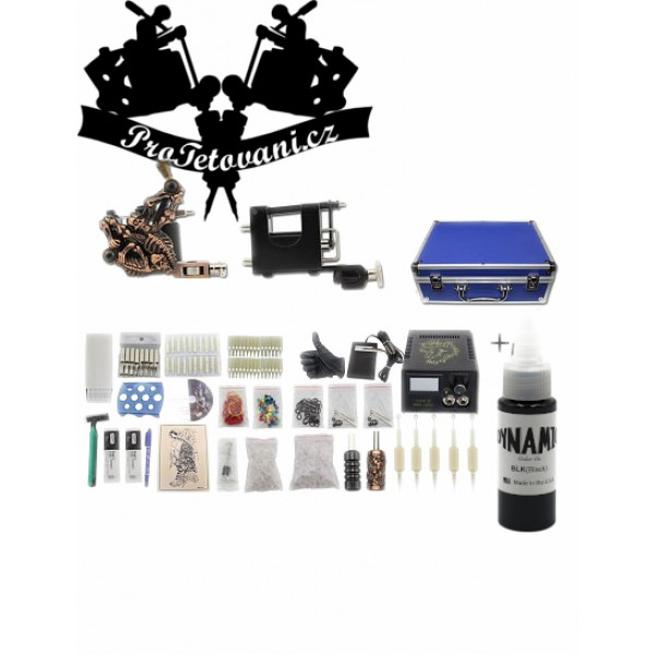 Combined tattoo set with rotary and coil machine, case and Dynamic Black