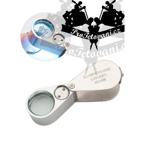 Magnifier with lighting for tattoos
