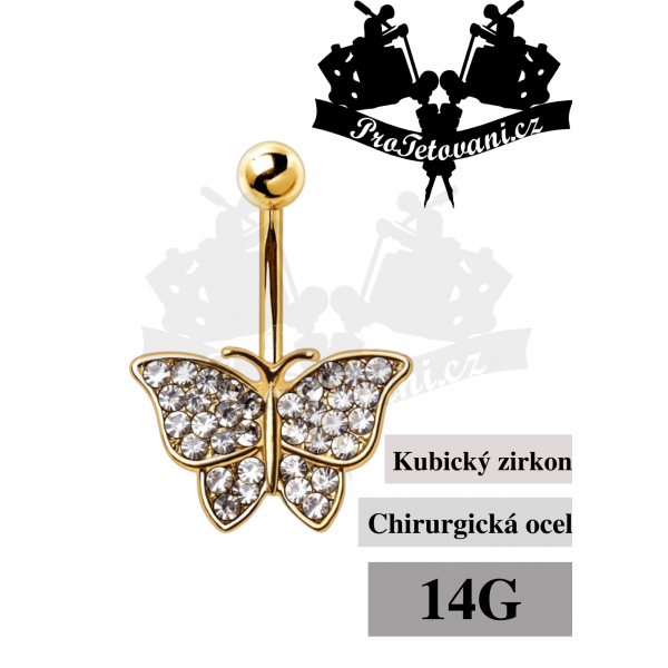 Navel piercing GOLD Butterfly