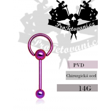 Dumbbell piercing with PVD Purple ring