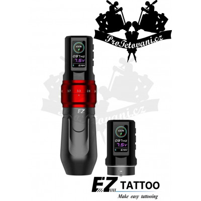 Bezdrátový dobíjecí rotační tetovací strojek EZ P3 Pro Matte Red Wireless Bluetooth