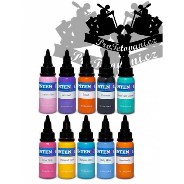 Set of pastel tattoo colors Intenze 10 colors