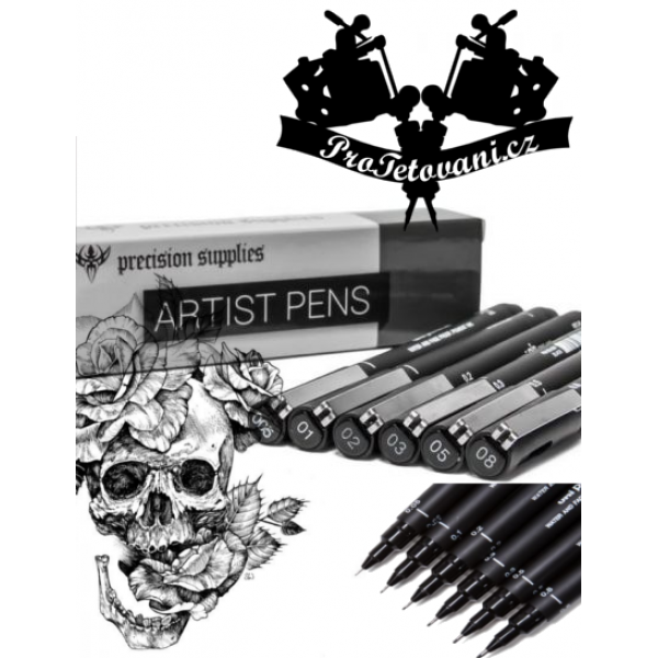 Set of professional pens for drawing tattoo motifs