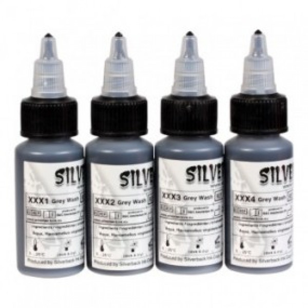 Set of tattoo colors Silverback Ink Gray Wash for shading 4pcs