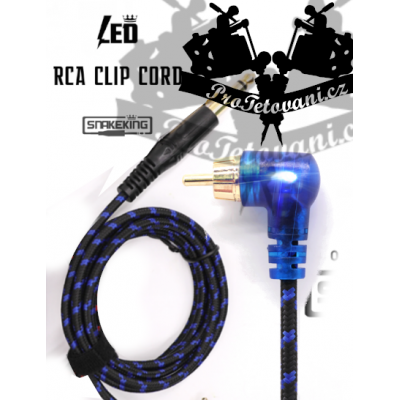 Zahnutý LED Rca Cord pro tetovací strojky BLUE